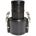 Green Leaf C Series Camlock Coupling, 3 in, Female Coupler x Hose Barb, Plastic 300C